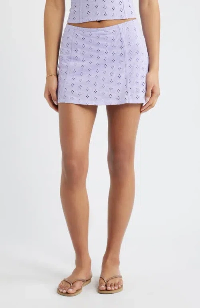 Bp. Cotton Eyelet Miniskort In Purple