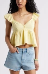 Bp. Cotton Gauze Babydoll Top In Yellow