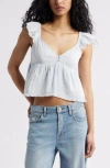 Bp. Cotton Gauze Babydoll Top In White