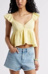 Bp. Cotton Gauze Babydoll Top In Yellow