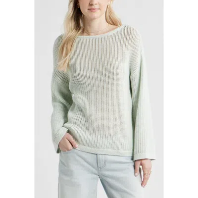Bp. Cotton Open Stitch Sweater In Green