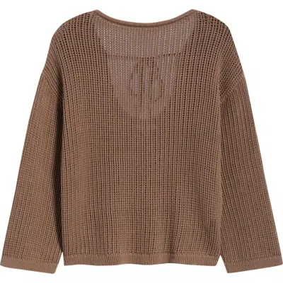 Bp. Cotton Open Stitch Sweater In Brown