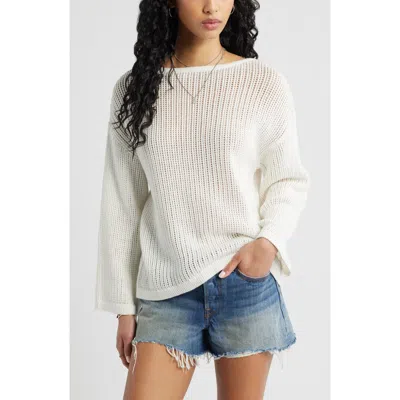 Bp. Cotton Open Stitch Sweater In Animal Print