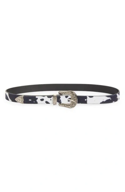 Bp. Cow Print Buckle Belt In Black