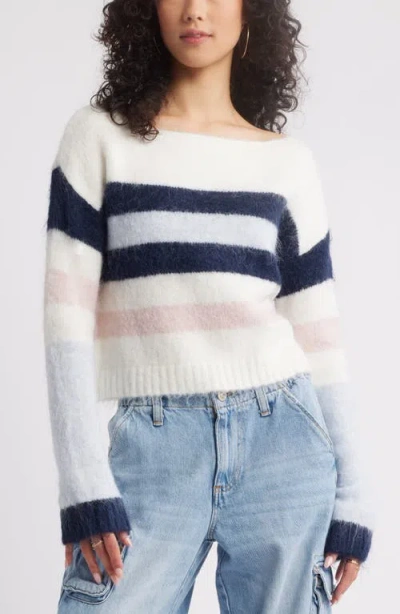 Bp. Cozy Stripe Sweater In Navy Mixed Stripe
