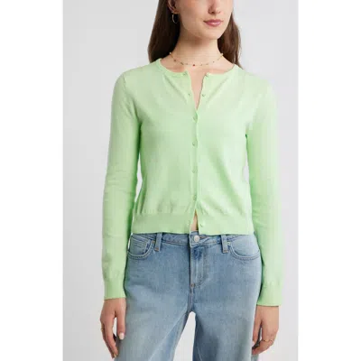 Bp. Crewneck Cotton Blend Cardigan In Green