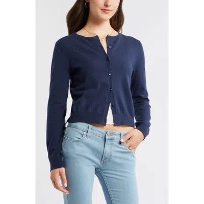 Bp. Crewneck Cotton Blend Cardigan In Blue