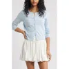 Bp. Crewneck Cotton Blend Cardigan In Blue