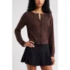 Bp. Crewneck Cotton Blend Cardigan In Brown