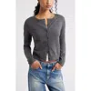 Bp. Crewneck Cotton Blend Cardigan In Gray