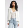 Bp. Crewneck Cotton Blend Cardigan In Ivory