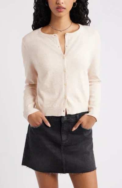 Bp. Crewneck Cotton Blend Cardigan In Neutral