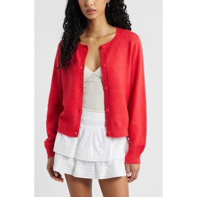 Bp. Crewneck Cotton Blend Cardigan In Red