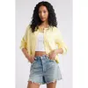 Bp. Crewneck Cotton Blend Cardigan In Yellow Mellow