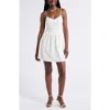 Bp. Crinkle Sleeveless Minidress In White Blanc