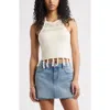 Bp. Crochet Cotton Blend Halter Top In Ivory Dove