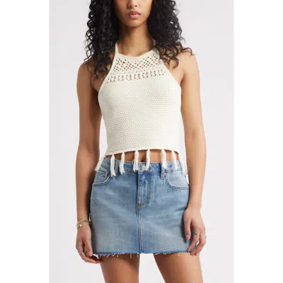Bp. Crochet Cotton Blend Halter Top In Ivory Dove