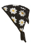 Bp. Crochet Daisy Headscarf In Black- White