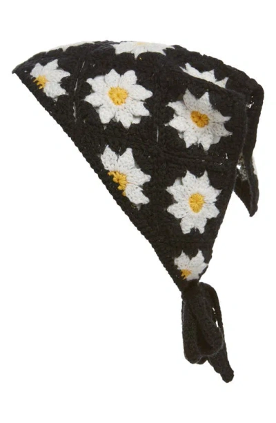 Bp. Crochet Daisy Headscarf In Black