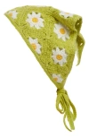 Bp. Crochet Daisy Headscarf In Green- White