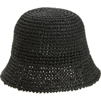 Bp. Crochet Stitch Straw Bucket Hat In Black