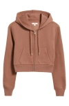 Bp. Crop Cotton Blend Zip-up Hoodie In Brown Topaz