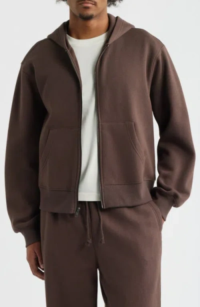 Bp. Crop Fleece Zip Hoodie In Brown