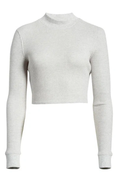 Bp. Crop Thermal Mock Neck Top In Grey Light Heather