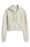 Bp. Crop Zip Fleece Hoodie In Beige Oatmeal Light Heather