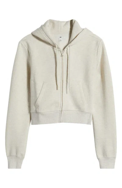 Bp. Crop Zip Fleece Hoodie In Beige Oatmeal Light Heather