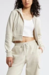 Bp. Crop Zip Fleece Hoodie In Beige Pumice