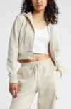 Bp. Crop Zip Fleece Hoodie In Beige Pumice
