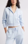 Bp. Crop Zip Fleece Hoodie In Blue Feather