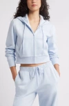 Bp. Crop Zip Fleece Hoodie In Blue Feather