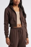 Bp. Crop Zip Fleece Hoodie In Brown Coffee