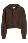 Bp. Crop Zip Fleece Hoodie In Brown Coffee