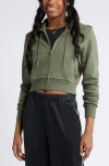 Bp. Crop Zip Fleece Hoodie In Green Beetle