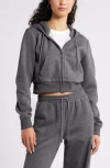 Bp. Crop Zip Fleece Hoodie In Grey Medium Charcoal Heather