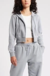 Bp. Crop Zip Fleece Hoodie In Grey Weathervane