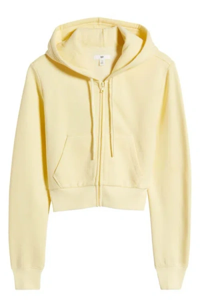 Bp. Crop Zip Fleece Hoodie In Ivory Flan