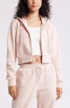 Bp. Crop Zip Fleece Hoodie In Pink Sepia