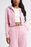 Bp. Crop Zip Fleece Hoodie In Pink Shore