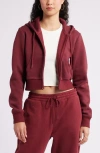 Bp. Crop Zip Fleece Hoodie In Red Grape