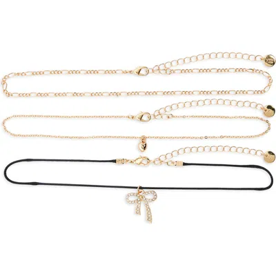 Bp. Crystal Bow Pendant Multistrand Necklace In Gold