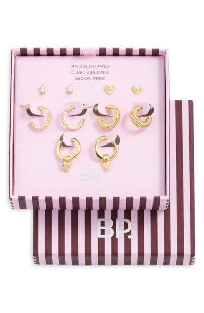 Bp. Cubic Zirconia Stud And Hoop 5-pair Set In Gold