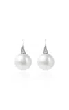 B.p. De Silva Jewellers Dainty Dew 18k White Gold  Diamond Pearl Earrings