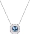 B.p. De Silva Jewellers Deco Darling 18k White Gold Aquamarine; Diamond Necklace In Blue