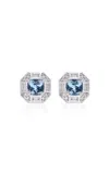 B.p. De Silva Jewellers Deco Darling 18k White Gold Aquamarine; Diamond Stud Earrings In Blue