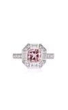 B.p. De Silva Jewellers Deco Darling 18k White Gold Morganite; Diamond Ring In Pink