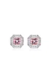 B.p. De Silva Jewellers Deco Darling 18k White Gold Morganite; Diamond Stud Earrings In Pink